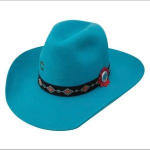 Charlie 1 Horse Hat Company Small Turquoise Rambler Wool Rare